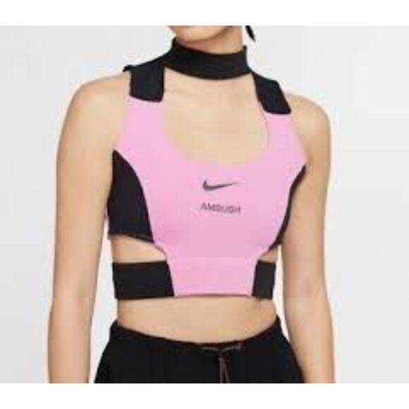 Nike x Ambush NRG Crop Top Pink Black Medium Cut Out Choker - Picture 1 of 11